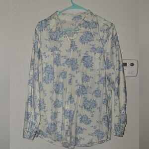 Long sleeve blue and white buttondown XL